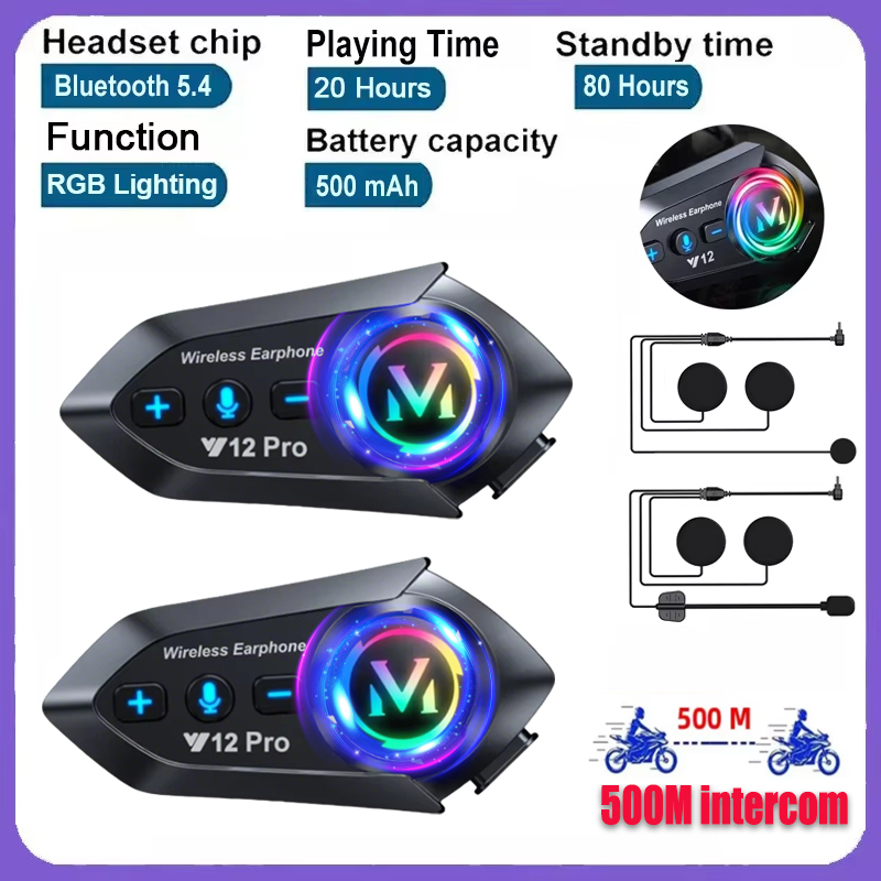 Full Face Motorcycle Helmet With Bluetooth - Y20 Pro 1/2x Motorcycle Intercom Headset