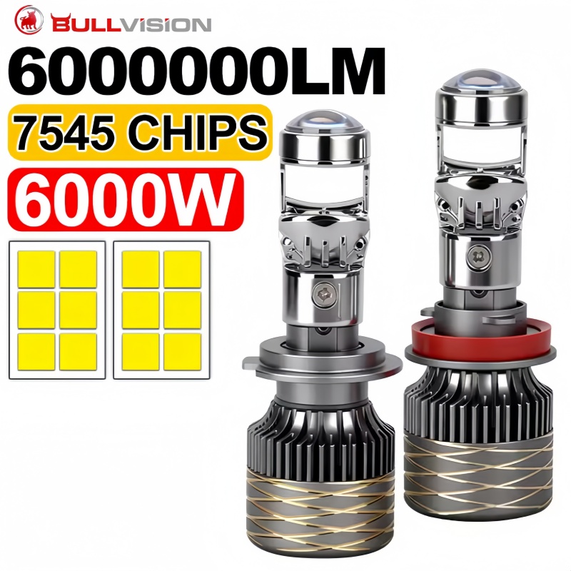 Universal Motorcycle Led Headlight Projector - Bi-LED Projector Lens Headlight Bulb H4