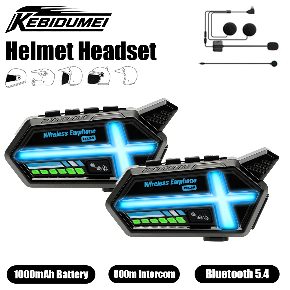 Full Face Motorcycle Helmet With Bluetooth - KEBIDUMEI BT26 Helmet Headset Bluetooth Speaker