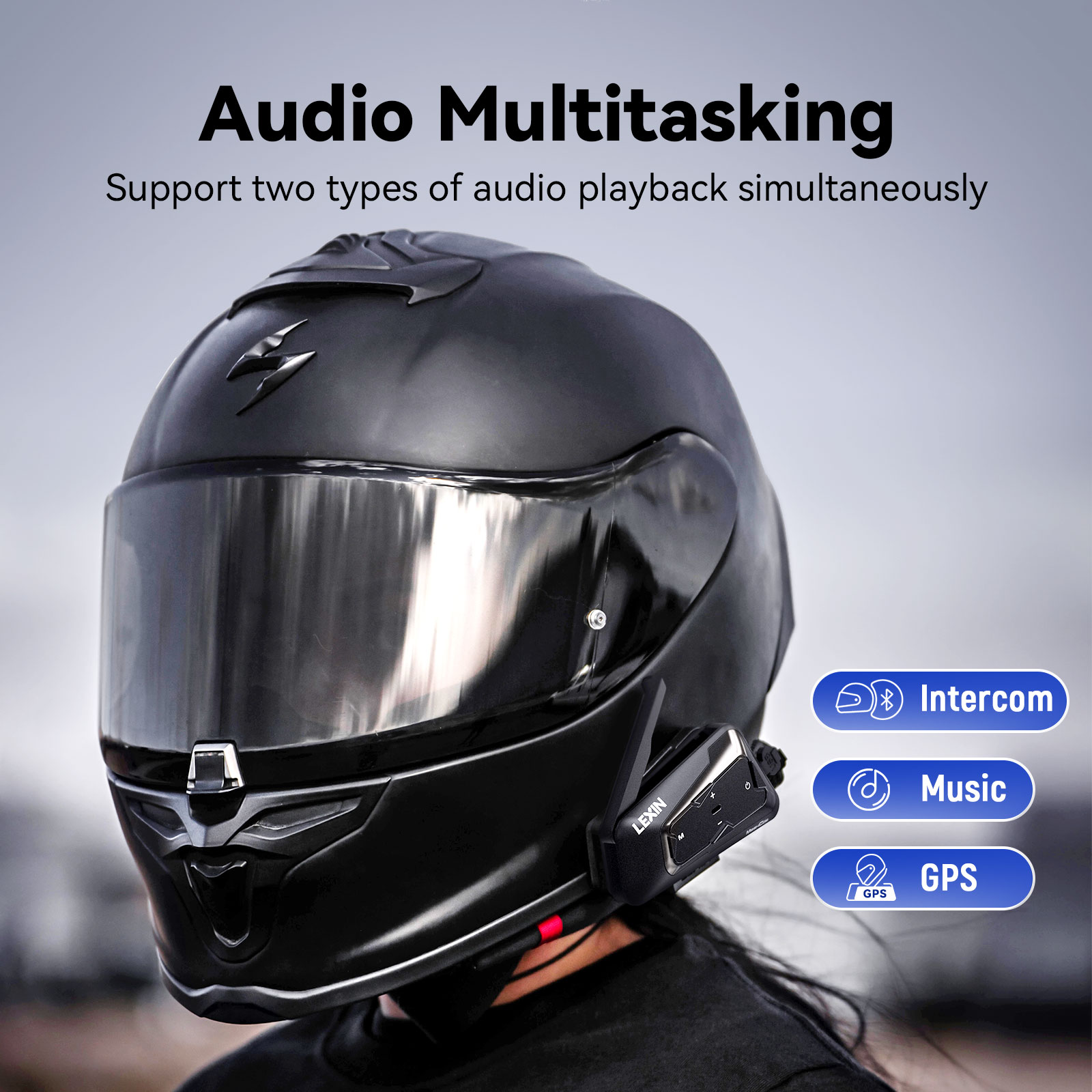 LEXIN-MeshCom Motorcycle MESH& - Full Face Motorcycle Helmet With Bluetooth 评论和价格