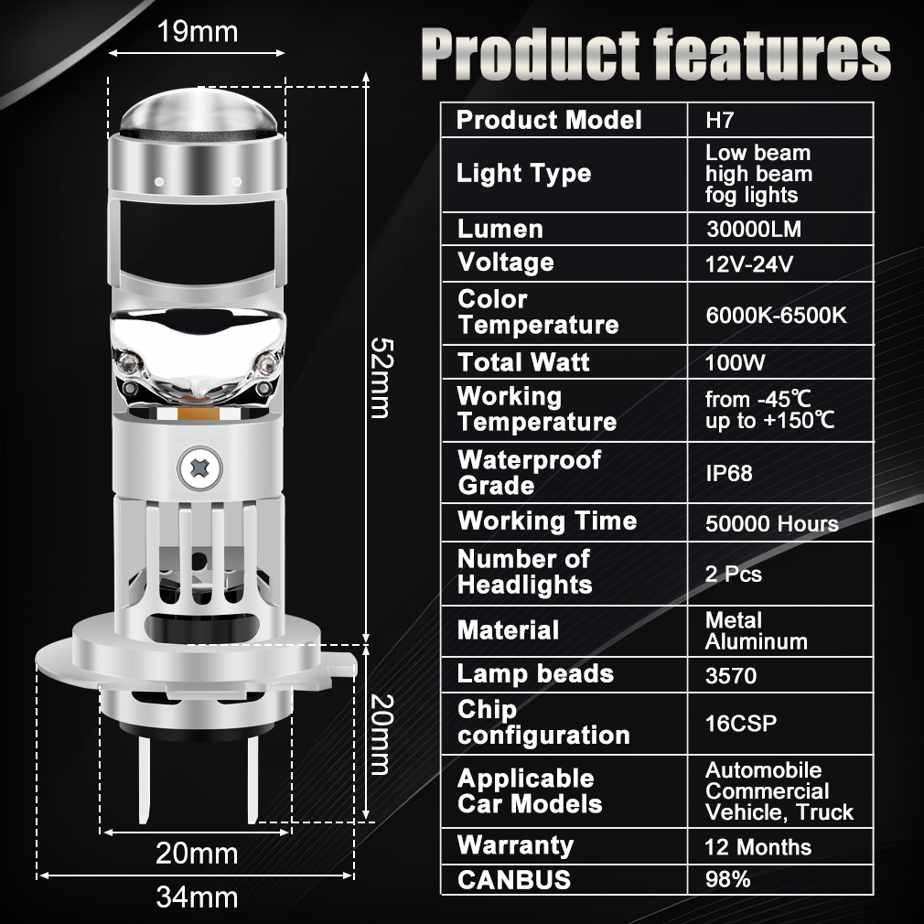 XSTORM H7 LED Projector Lens 1 - Universal Motorcycle Led Headlight Projector 评论和价格