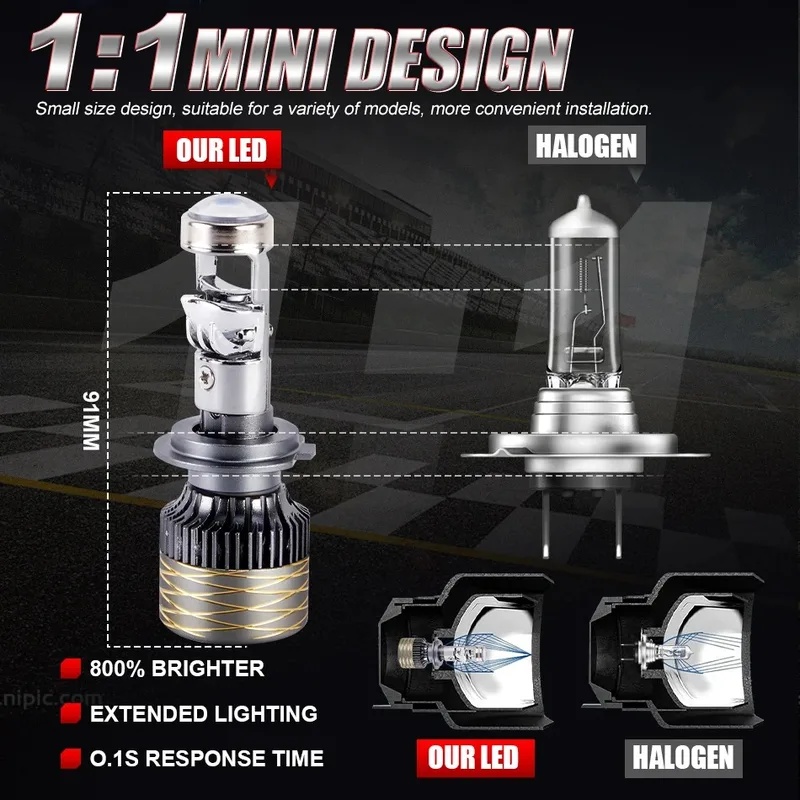 Bi-LED Projector Lens Headligh - Universal Motorcycle Led Headlight Projector 评论和价格